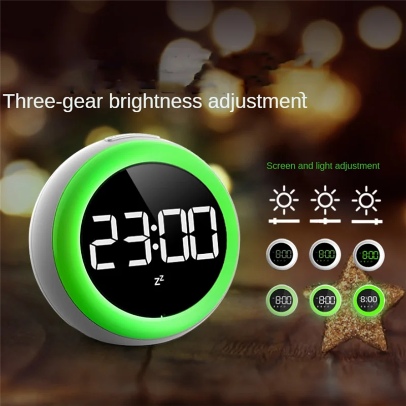 

TFORU-Kids Alarm Clock Set Kit Dual Alarm Setting,Adjustable Brightness Night Light,Voice-Activated, For Children