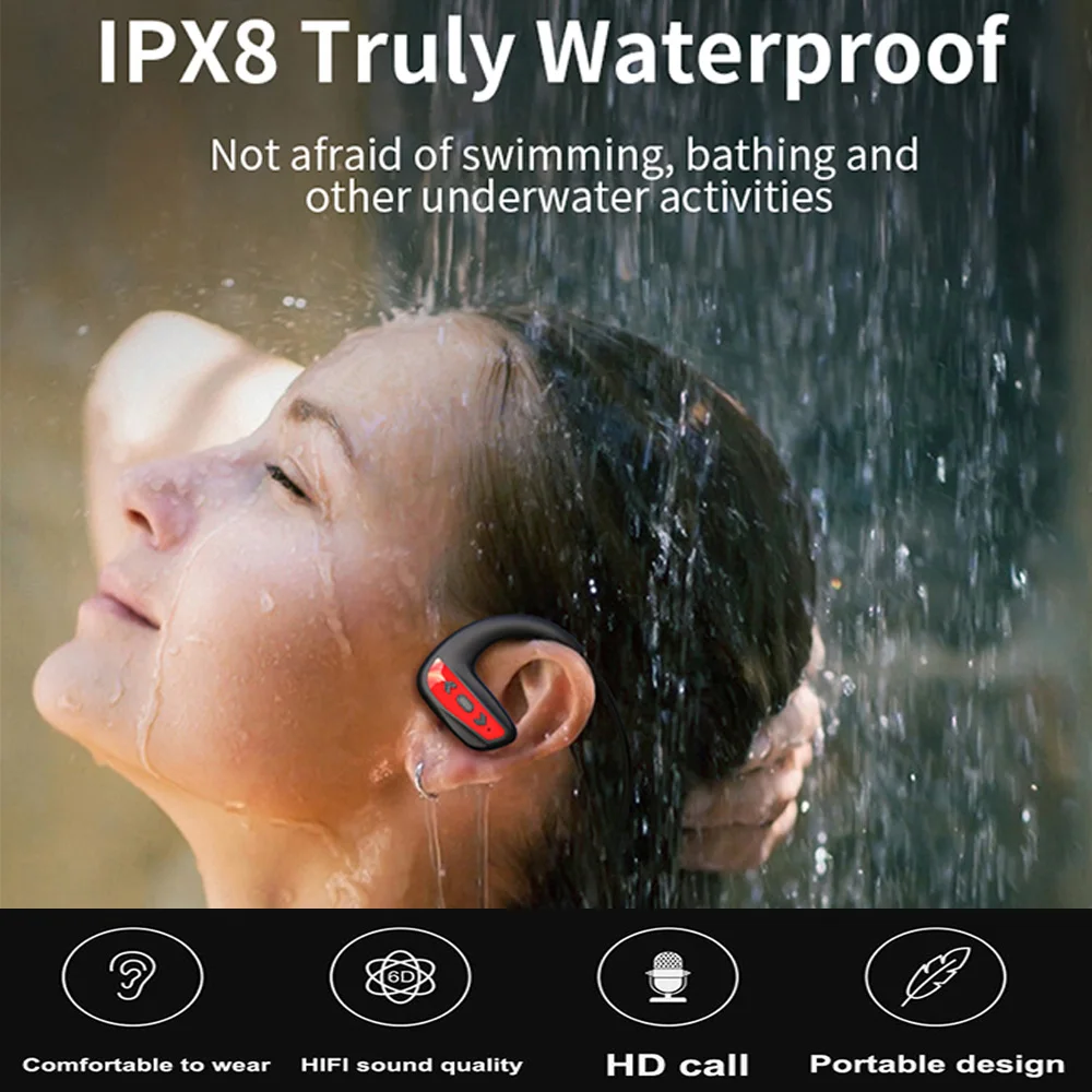 IPX8 Original Swimming Earphone Waterproof 16GB MP3 Player 12 Hours Playing Bluetooth Headset Running Hifi Bass Wireless Earbud