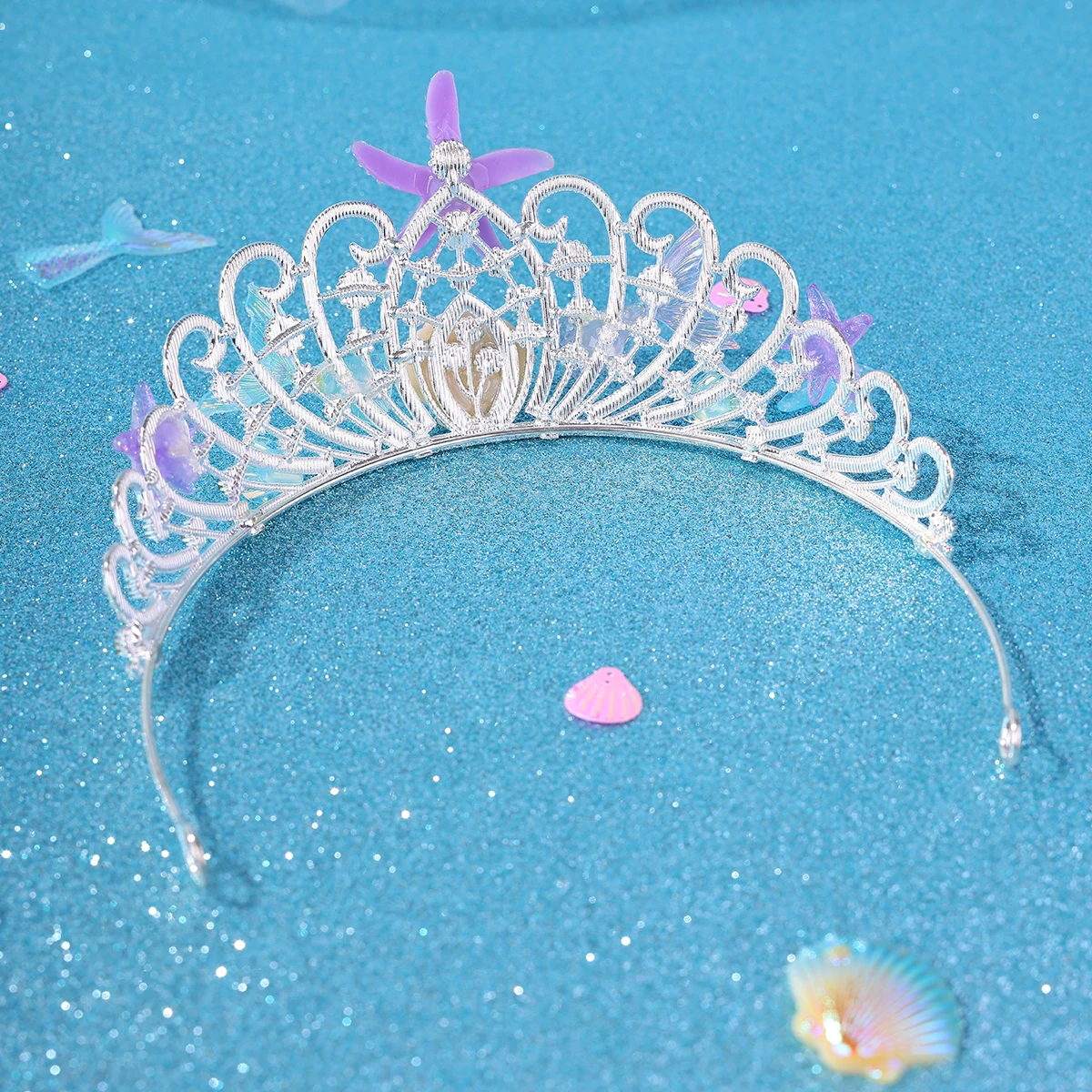 Fashion Silver Color Tiaras And Crowns For Women Bride Handmade Starfish Shell Diadems Wedding Hair Accessories image 2