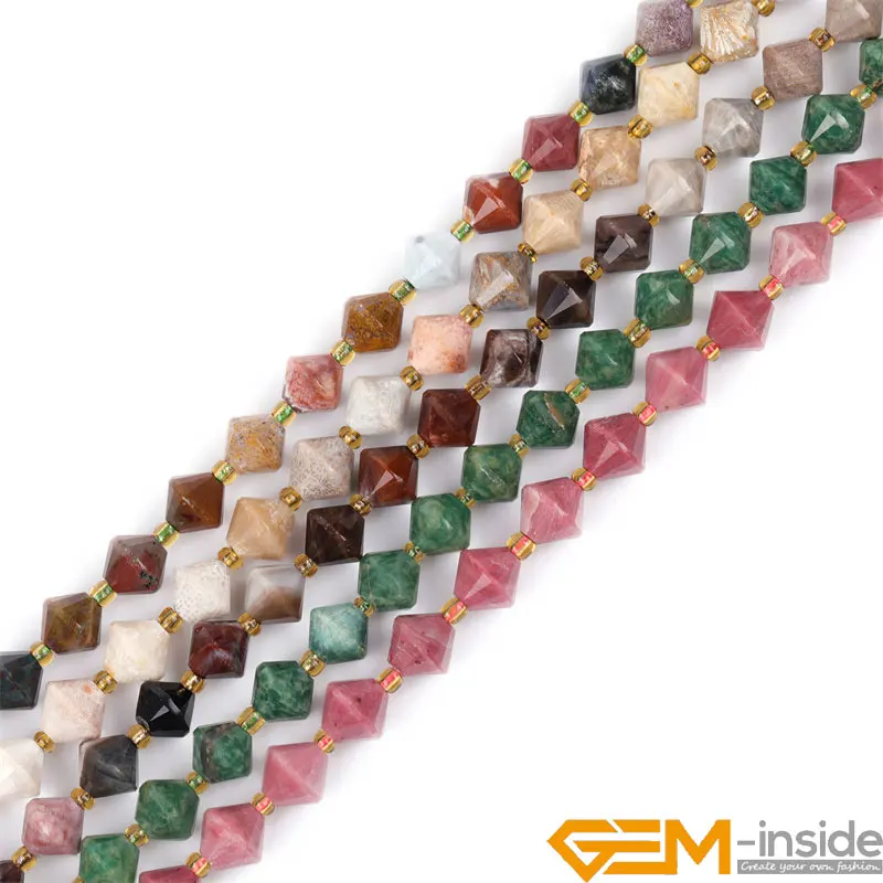 Assorted AAA Grade Faceted Bipyramid Bicone Stone Charms Spacer Loose Beads For Jewelry Making Bracelet DIY 6/8mm