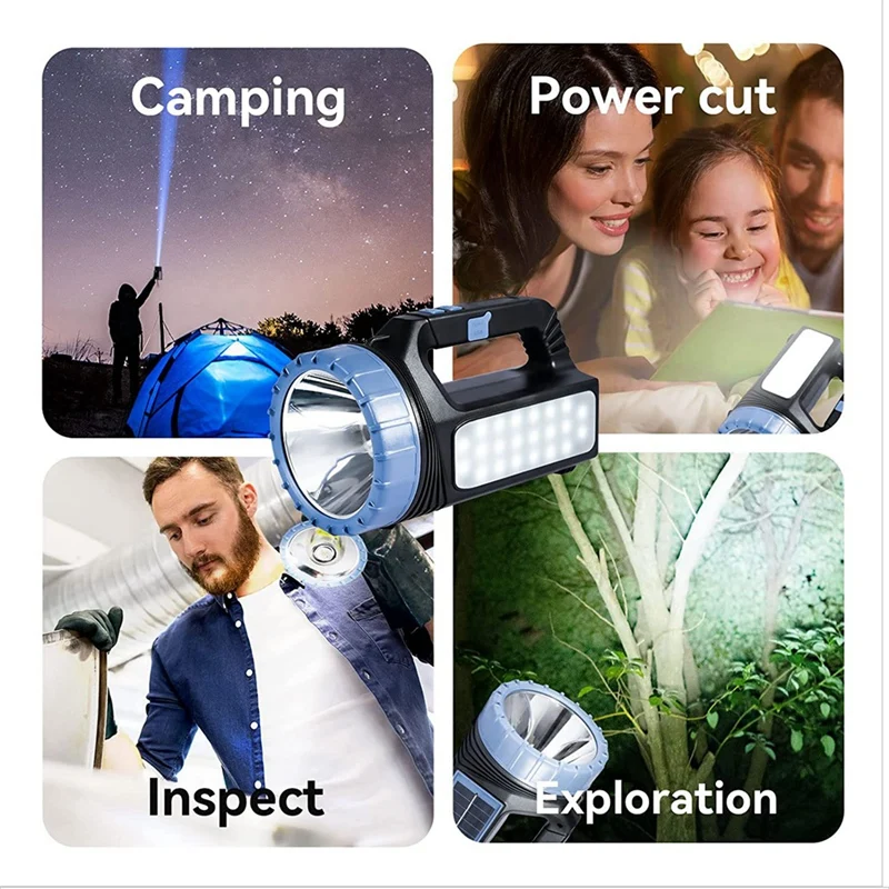 1 Set 8000 Lumen Flashlight Portable Solar Flashlight 2400Mah Large Capacity Flashlight