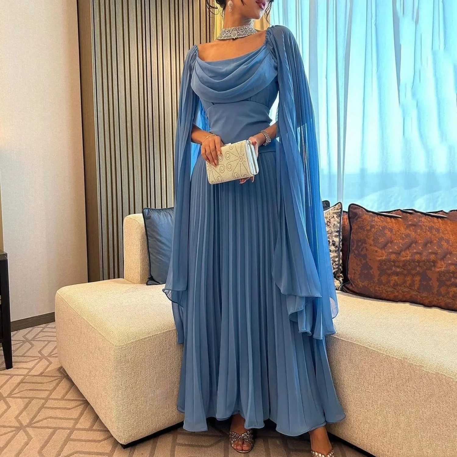 

Chiffon Party Long Bespoke Occasion Gown Evening Dresses Pastrol Unisex Jersey Retro Dubai Saudi Arabic Israel Prom Customized