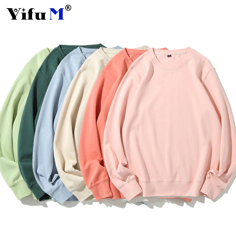 Custom Logo Cotton Sweatshirt Men Round Neck Pullovers Women Casual DIY Tops Spring Colorful Harajuku Sweatshirts Hoodies