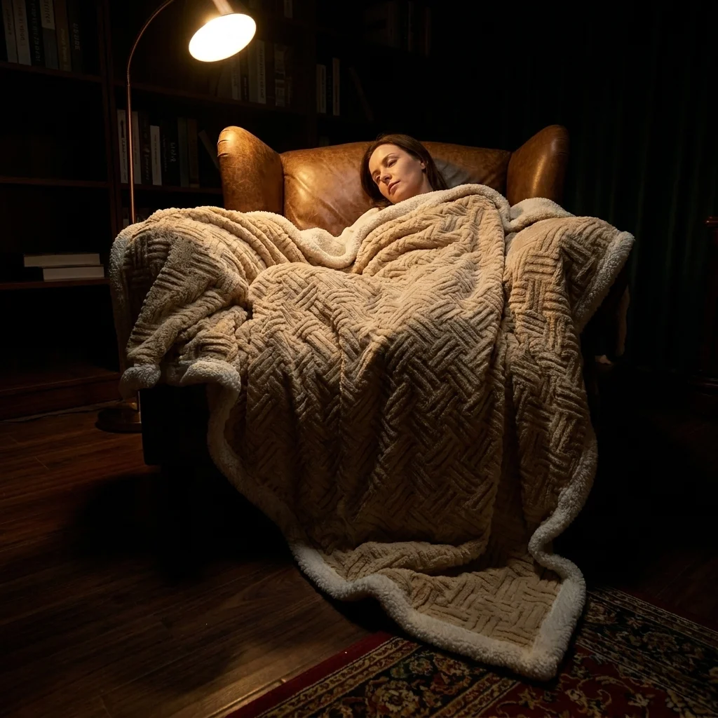 Luxury Double Layer Grid Stripe Blanket  Cross Texture Velvet  Ultra Thick Soft Cozy Warm Throw for Bed Couch  All Sizes