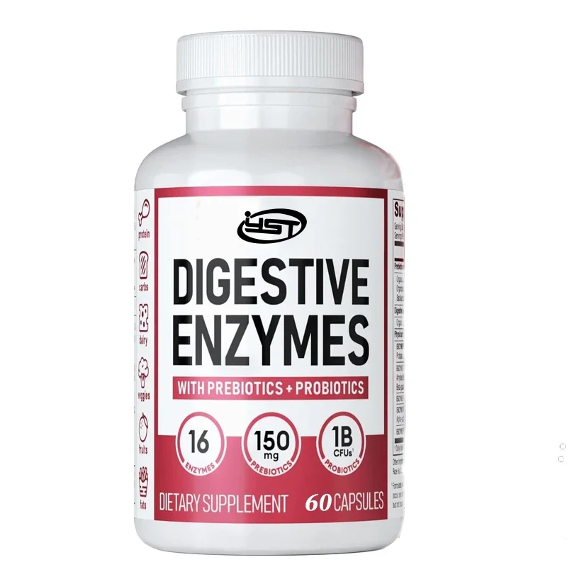 Digestive Enzyme 60 Capsules - Various Enzymes Organic Probiotics Probiotics Digestive Intestinal Health Abdominal distension