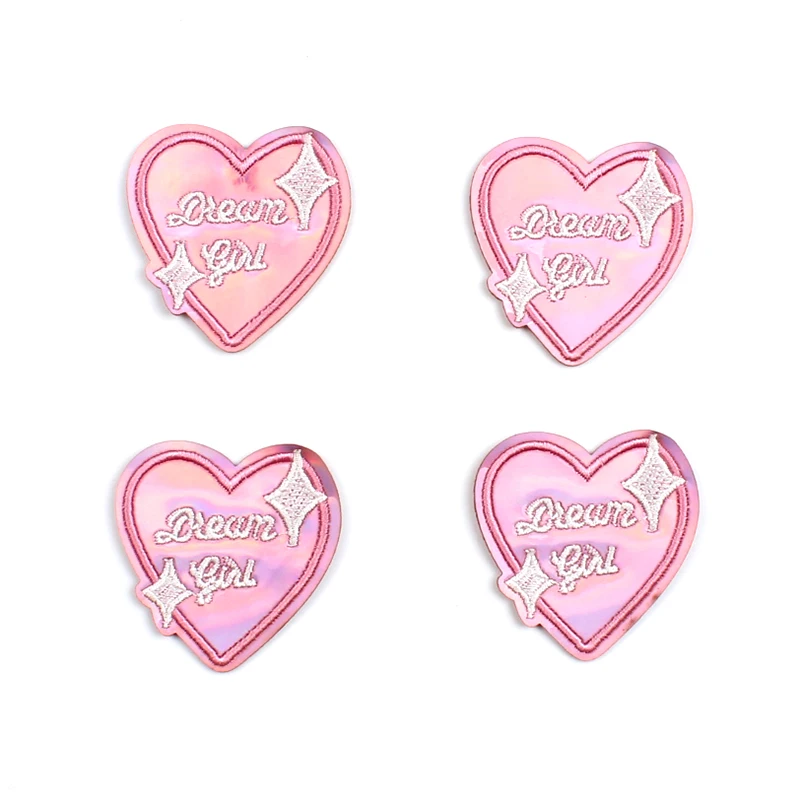 10pcs Cartoon Pink Dream Girl Patches Iron On Stickers For Clothes DIY Fabric Appliques Sew On Clothing Jackets Clothing Badge