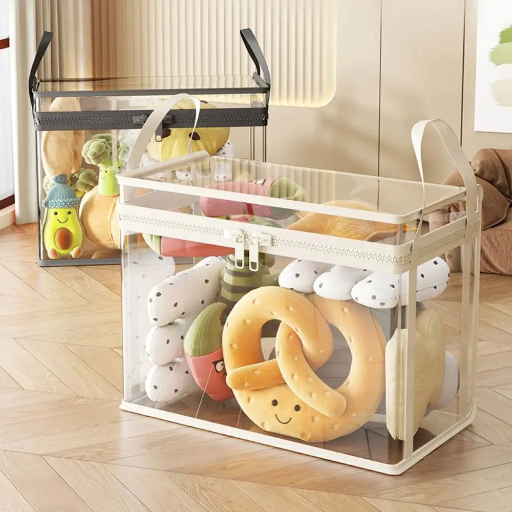 Transparente, sichtbare Puppen-Aufbewahrungstasche mit Reißverschlussgriff, staubdicht, durchsichtige Aufbewahrungsbox, feuchtigkeitsbeständig, stapelbar