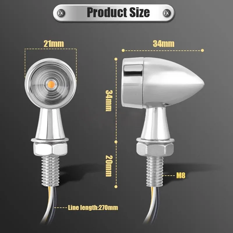 Motorcycle Turn Signal Light Bullet Clignotant Moto LED Light 8mm 12V LED Turn Signal Universal LED Motorcycle Indicator Lamps
