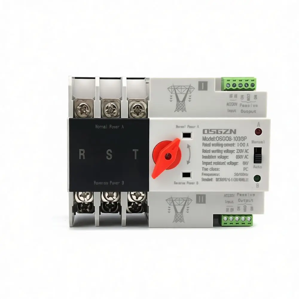 Dual Power Automatic Switch Over Device For For Osgq8 Generator Emergency Backup Power System Compact Rail Mount Module