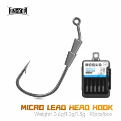 Kingdom 10pcs Hover Strolling Hooks 0.6g 1g 1.3g High Carbon Steel Jig Head Hook Bass Trout Fishing Tackle Accessories Hook