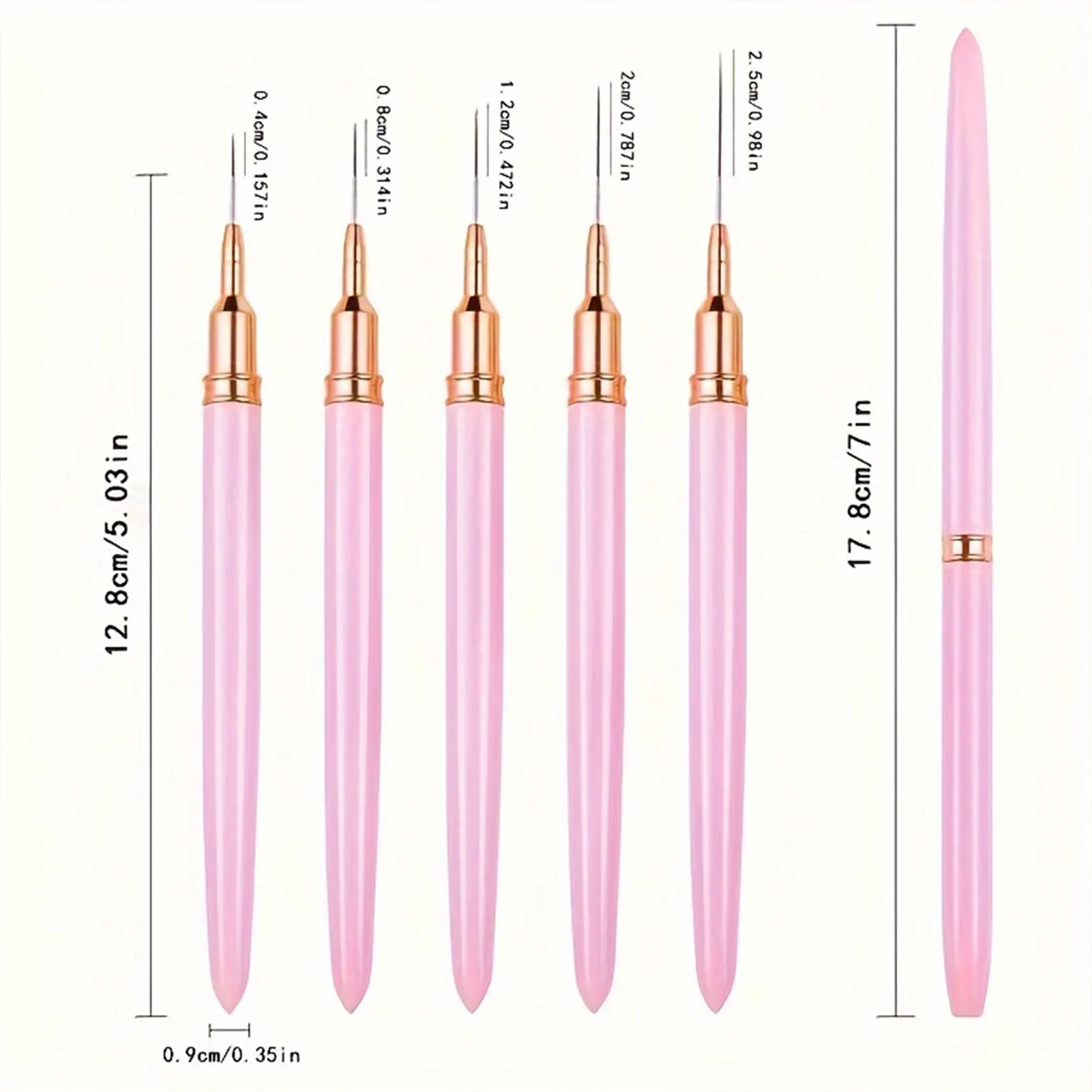 Pinceaux de peinture à rayures pour nail art, manucure, ligne ultra fine, proximité, gagnant, salon de manucure, femmes et filles, 5 pièces