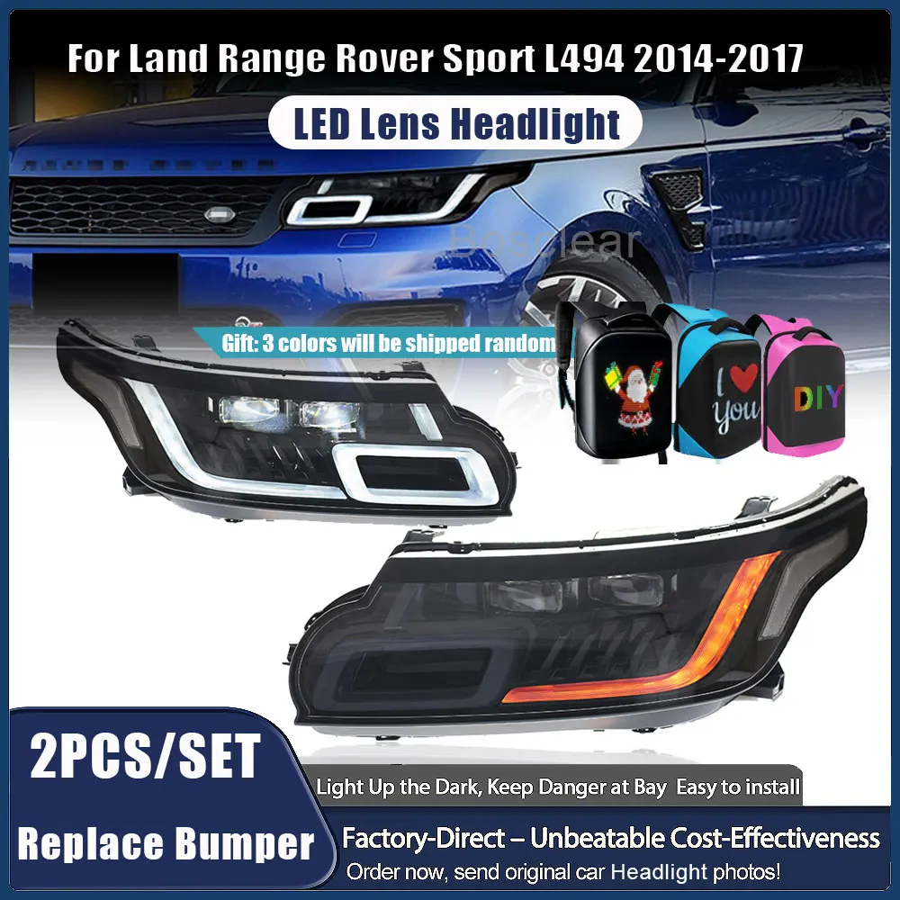 Светодиодные фары для Land Rover Range Rover Sport L494 2014-2017, системы освещения, фары в сборе, автомобильные аксессуары Plug and Play