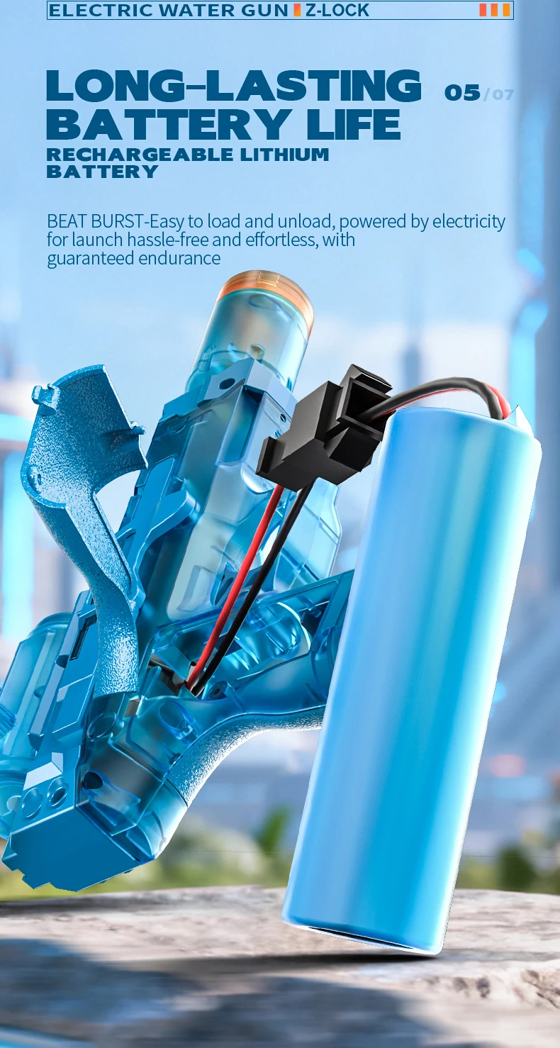 Simulierte Schuss- und Rückstoßfunktion Elektrische Wasserpistole Spielzeug für Kinder Automatische Sensorlichter Wasserpistole Sommer Outdoor Strand Kinderspielzeug – Detail 26