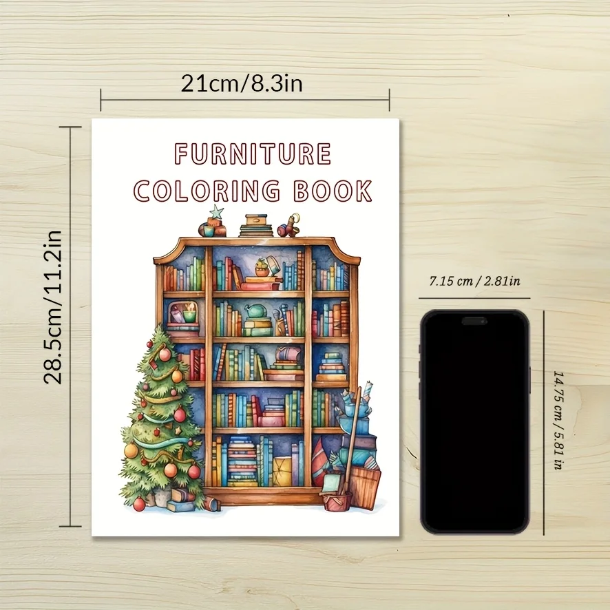 Coloring Book - 8.3x 11.2 Inch 32 Pages Furniture Coloring Book Stress Relief Back to School Gift, Gift for Family and Friends