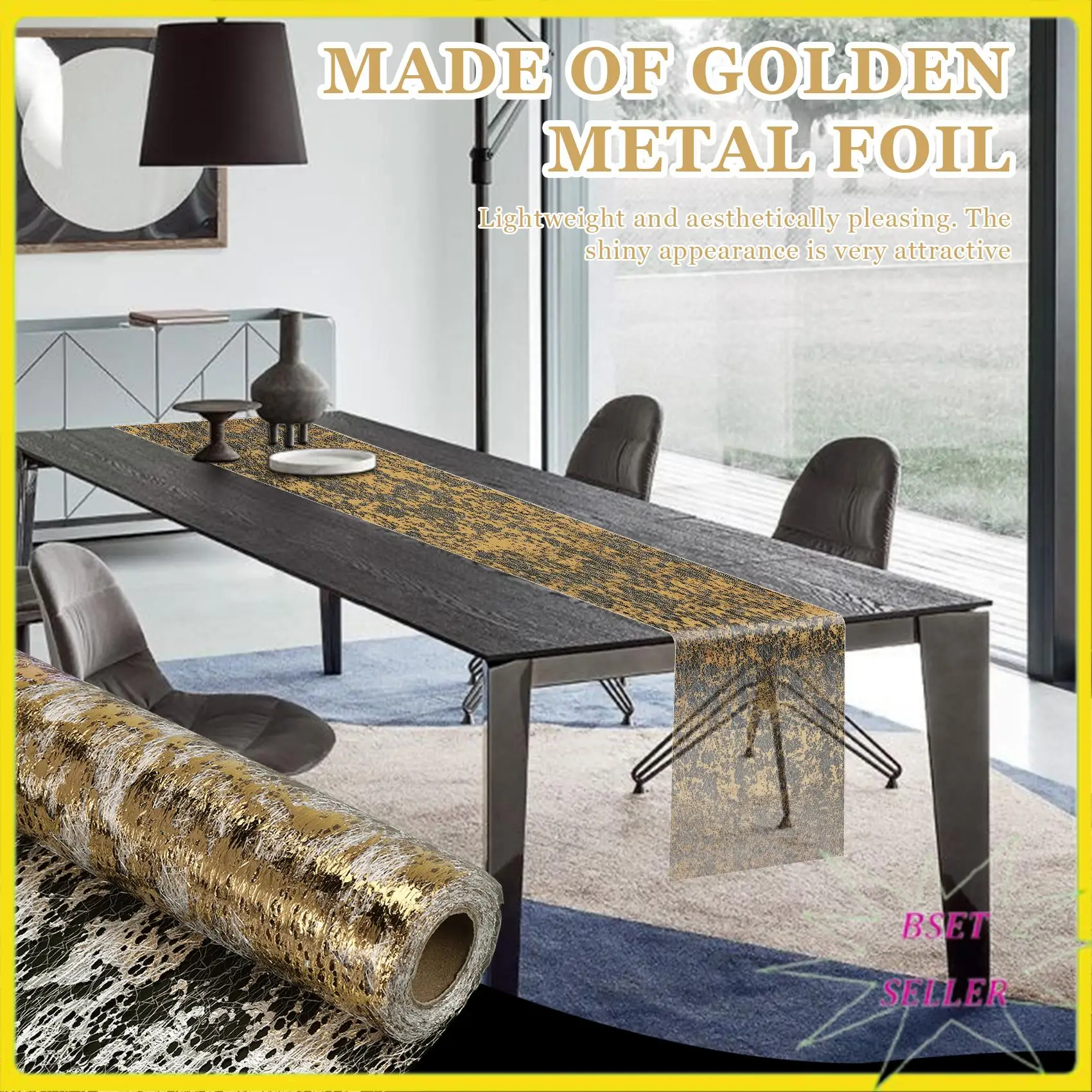 A010 Table Runner, Sparkling Polyester Tulle Ribbon Roll With Gold Foil,Birthday Party Wedding Christmas Decor