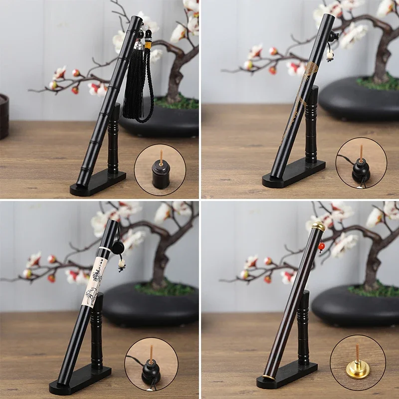 Ebony Wood Incense Stick Tube Holder Home Fragrances Incense Sandalwood Tube Container Buddha Burner Storage Box