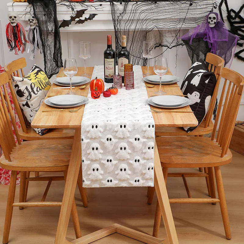 

Halloween Table Runner ,Fall Pumpkin Ghost Decorations Party and Dining Decorations Fall Thanksgiving Dining Table Harvest Decor