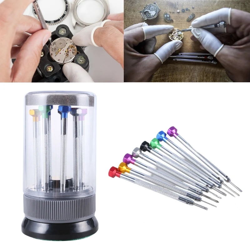 Watch Glasses Screwdriver Repair Tool With 9 Pieces Tips Aluminum Alloy