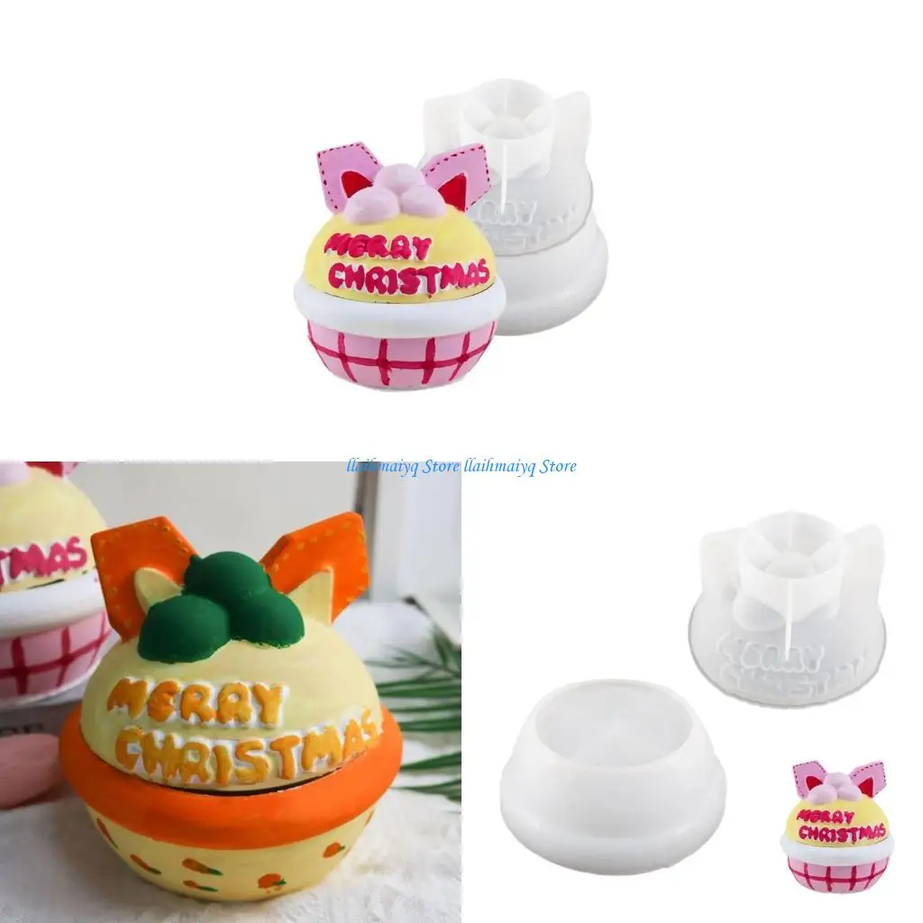

573B Christmas Jar with Lid Silicone Mold Storage Box Concrete Molds Crystal Resin