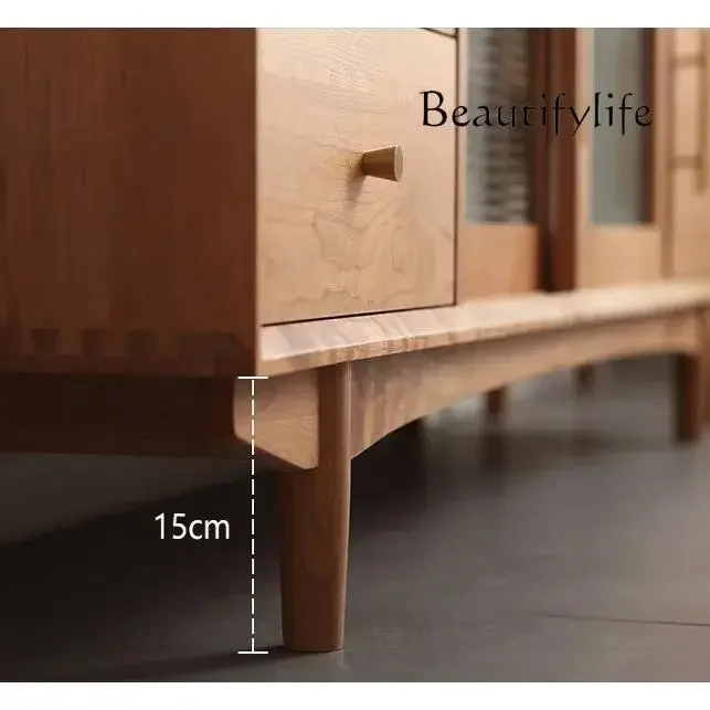 

Nordic cherry wood TV cabinet All solid wood TV cabinet Small apartment living room log cherry wood