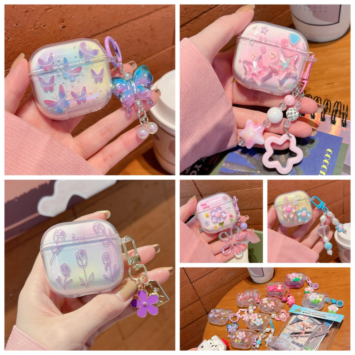 Para Airpods 2 Funda Airpods4 / Air Pods Pro2/Funda Airpods3 Moda Flor Silicona Transparente Funda Para Auriculares Air Pods Pro
