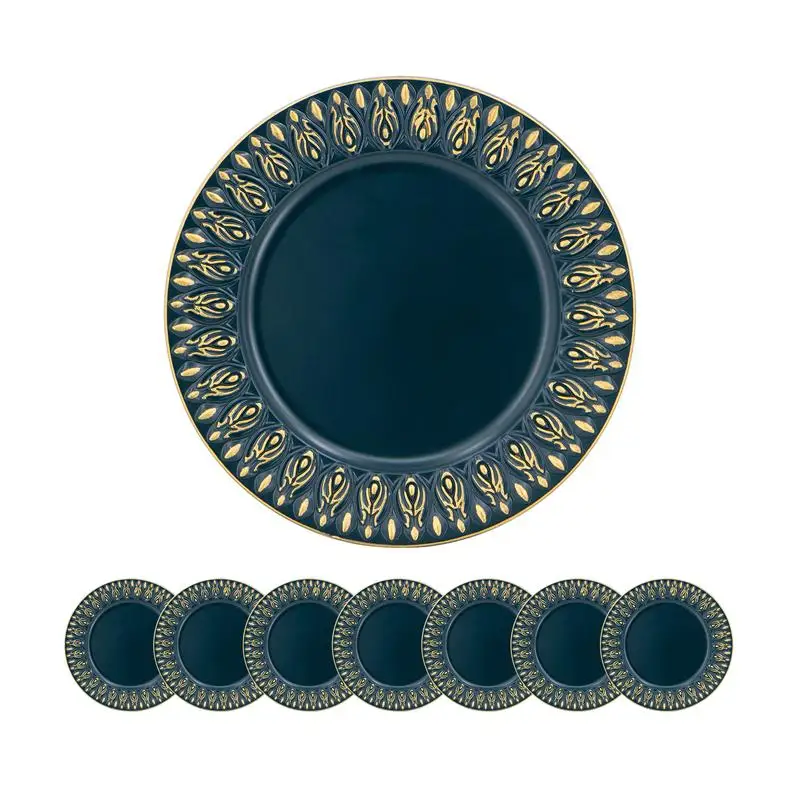 8 عبوات من أطباق الشاحن البلاستيكية مقاس 14 بوصة أدوات مائدة متينة وأنيقة للمناسبات والاستخدام المنزلي #1