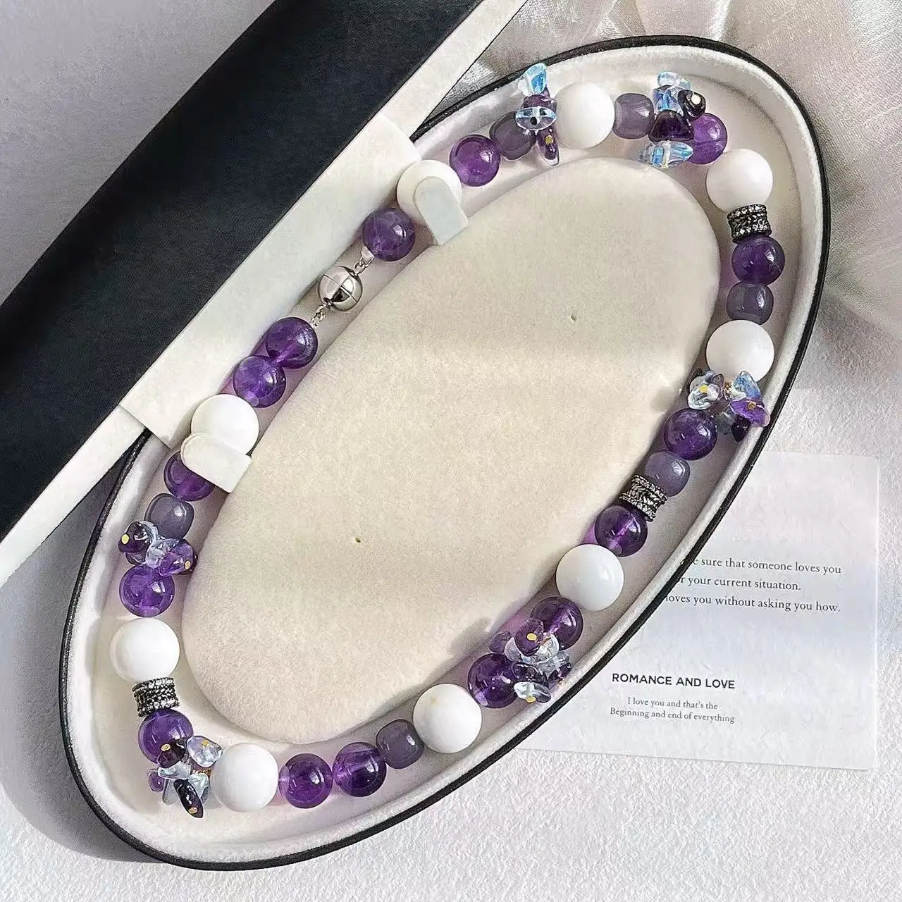 Large Natural Amethyst & Shell Designer Choker Necklace, Statement Purple Crystal Beads with Ocean-Inspired Accents for Women