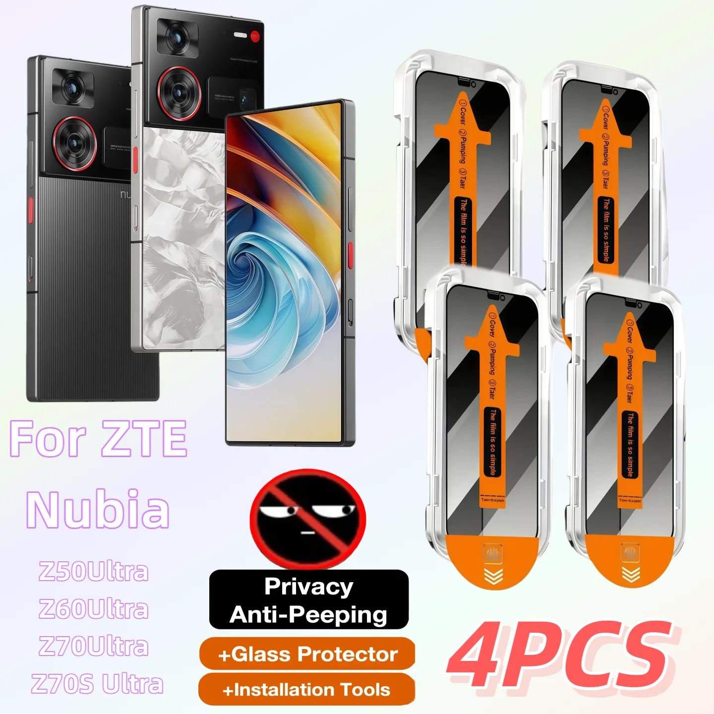 

4-Pack Privacy Screen Protector Tempered Glass for ZTE Nubia Z50 Ultra / Z60 Ultra / Z70 Ultra / Z70S Ultra Anti-Scratch