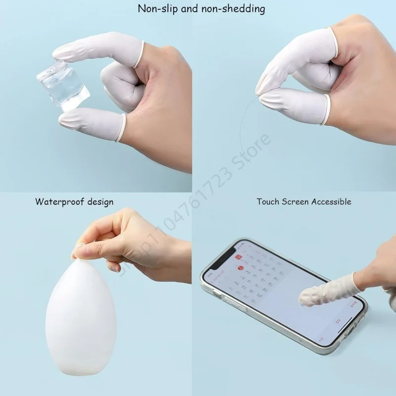 100Pcs Disposable Finger Cover Rubber Gloves Non-slip Anti-static Latex Finger Cot Fingertip Protector Finger Thumb Sleeve