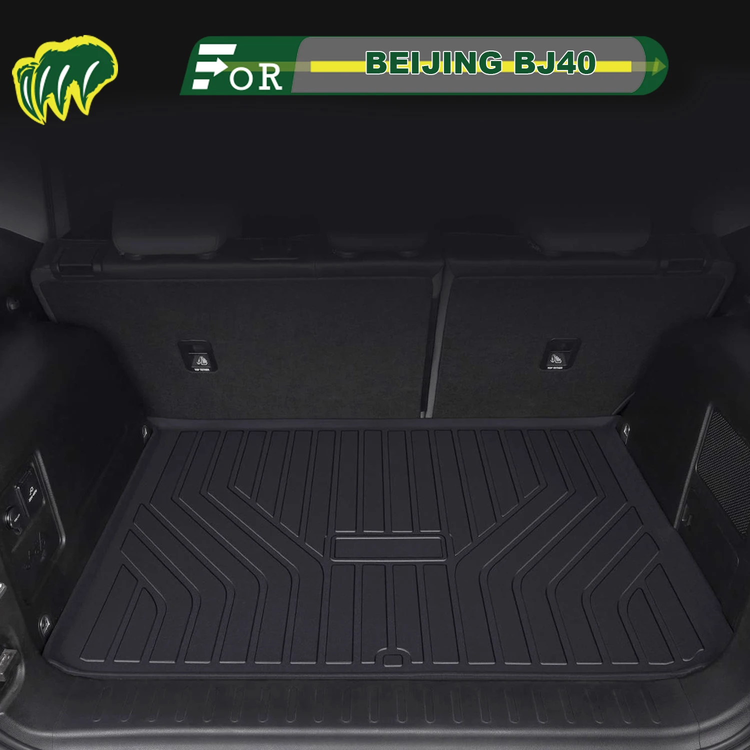 

Для BEIJING BJ40 2018-2025 TPE индивидуальный коврик для багажника автомобиля всесезонный коврик для багажника 3D-образный коврик для багажника Защитный коврик для заднего багажника