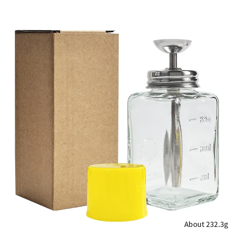 Nail glass bottle press funnel press type alcohol bottle nail remover water empty bottle cleaning liquid crystal hydraulic 180ml