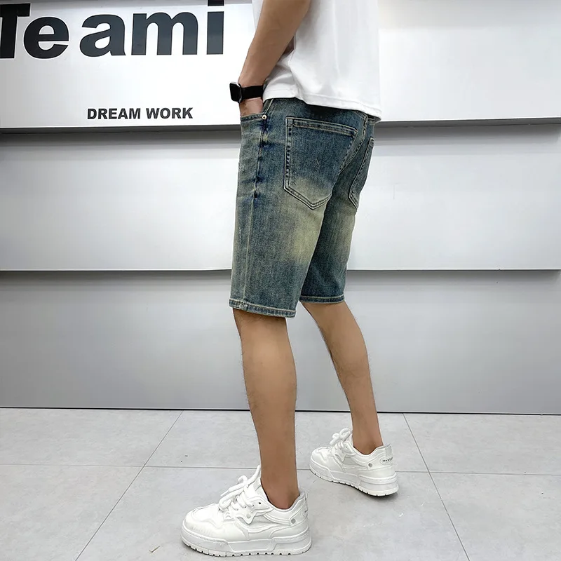 Pantaloncini di jeans di alta qualità da uomo a prezzi accessibili moda di lusso coreano classico nostalgico retrò sottile dritto estate pirata pantaloncini