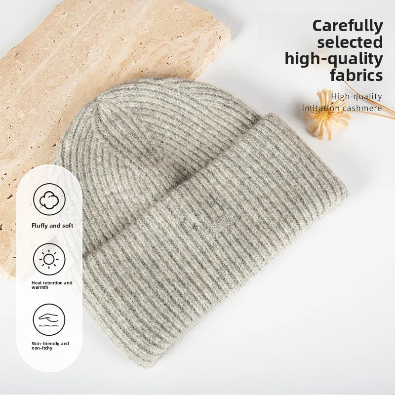 Alpaca Beanie Hat, Autumn Winter Warm Knitted Hat, Thickened Skull Cap, Pure Wool Thermal Cold Hat for Men Women Daily Wear