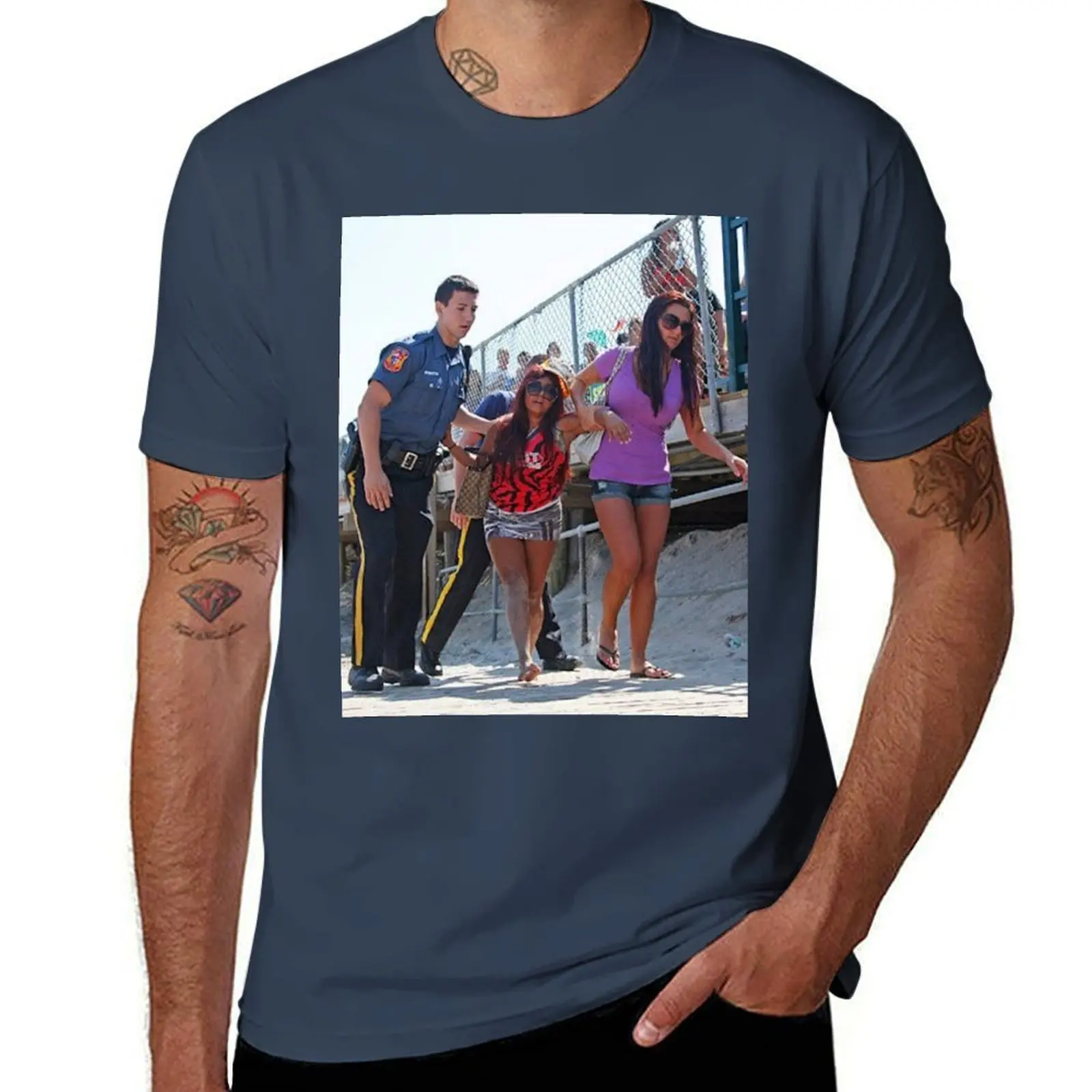 

Snooki getting arrested on the beach T-Shirt t shirt for man 100 percent cotton t shirts for man cotton T-Shirt