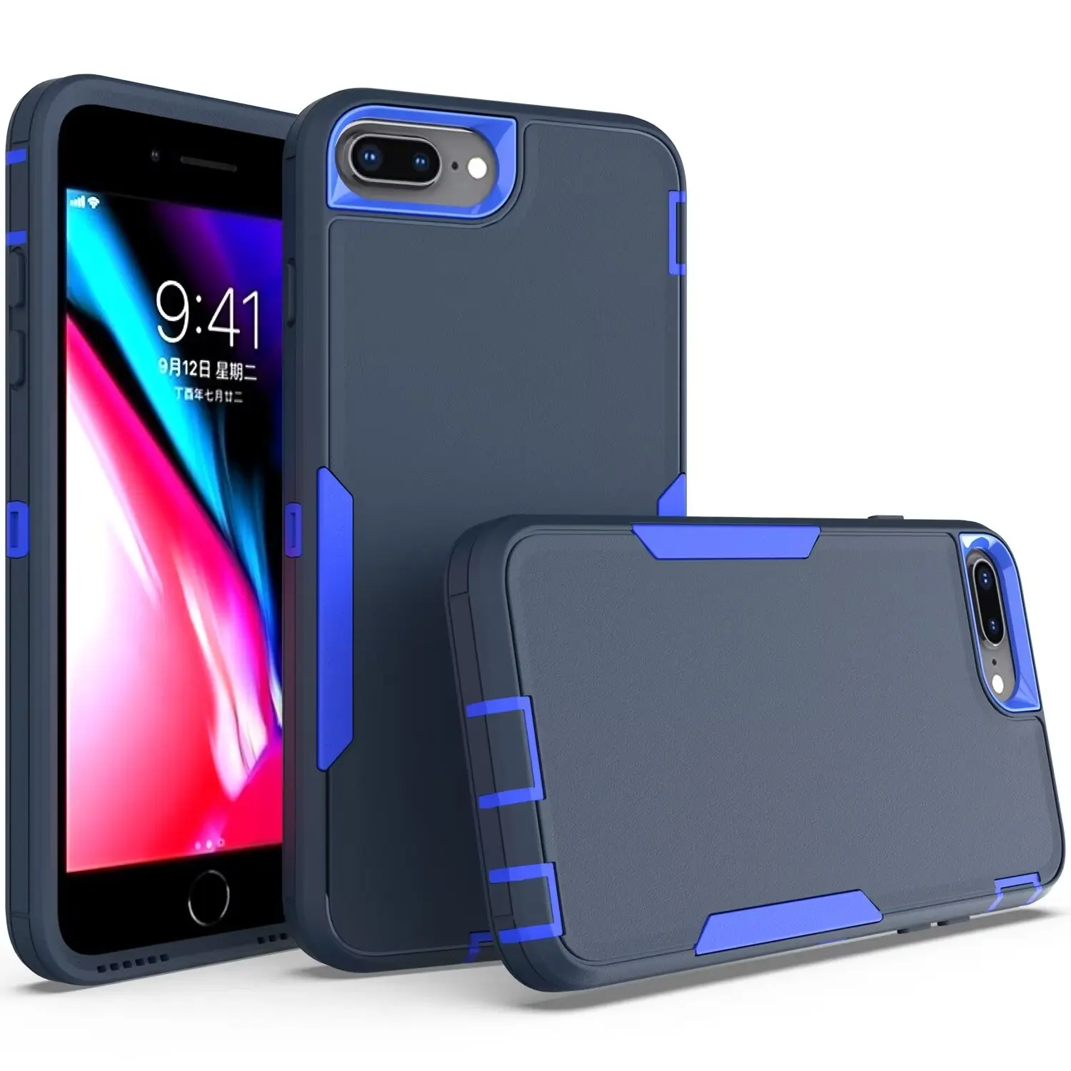 Fit iPhone 7 Plus Phone Cover, Heavy Duty Shockproof Support magnetic car mount Protective Case For iPhone 8 Plus