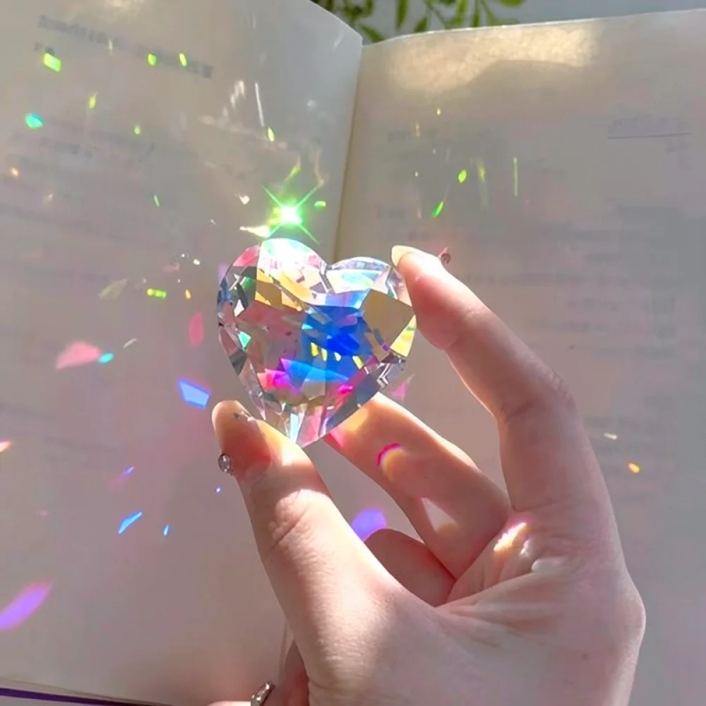 Glass Prism Cube Ornament Rainbow Sun Catcher Window Decor Dynamic Light Refraction Art Therapy Home Gift Idea