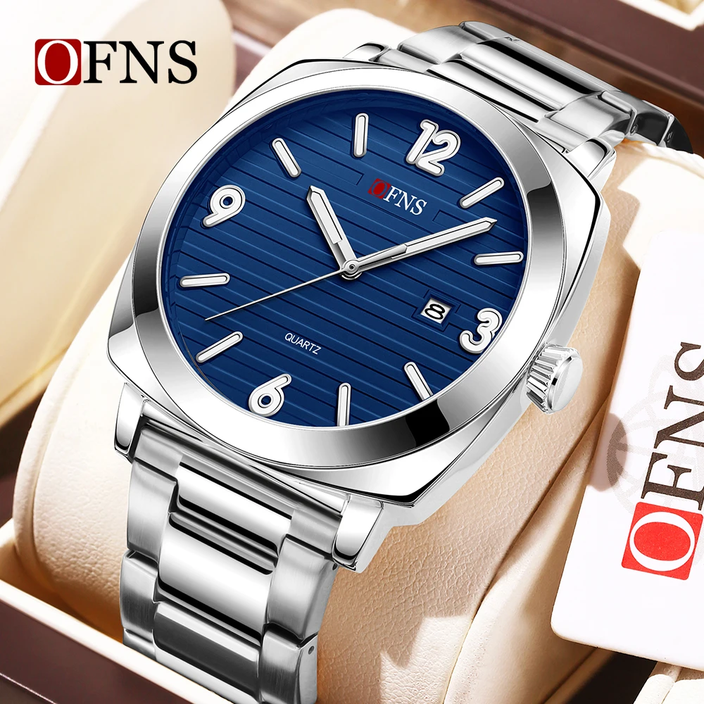 

OFNS новые 1618, модные мужские кварцевые часы, водонепроницаемые, с календарем, ночником, деловые часы, простые повседневные мужские кварцевые часы