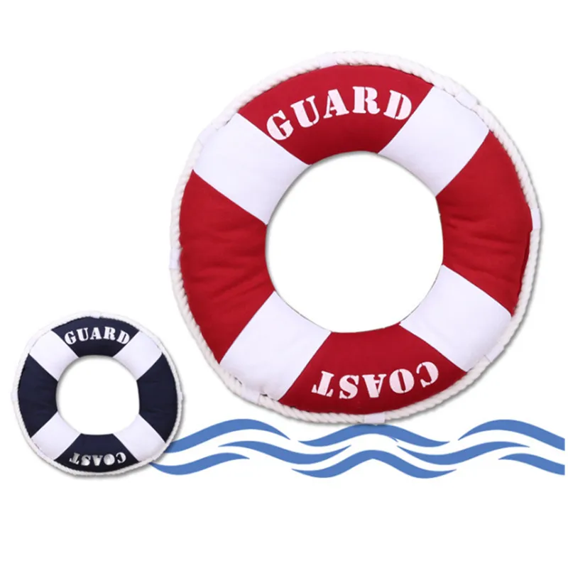 40cm Round Life Ring Lifebuoy Shaped Cushion Mediterranean Style Throw Nautical Pillow Home Bedroom Decor