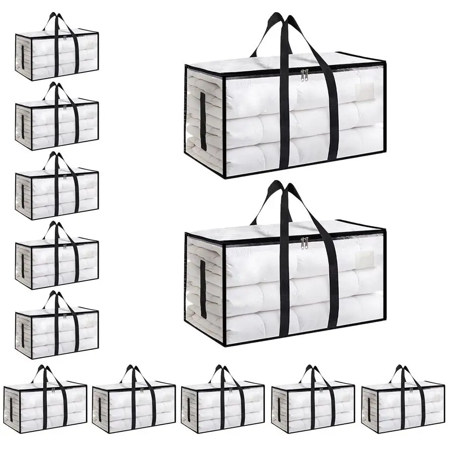 

Сверхбольшие прочные сумки для переезда PackExtra, водонепроницаемые мешки для хранения с ручками и молниями, складные, для студенческих общежитий, для хранения вещей