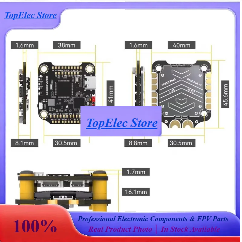 ToPss1pcs For F7 V3 BL32 50A 30X30 Stack BMI270 F722 Flight Controller BLHELI32 50A 4in1 ESC 3-6S For FPV Freestyle Drones DIY P
