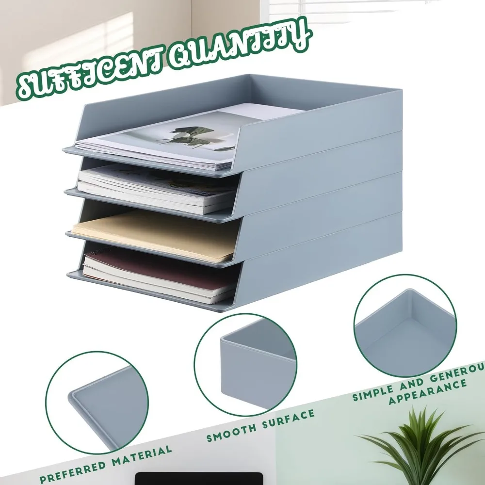 8 шт. штабелируемые лотки для бумаги, прямоугольный пластиковый настольный держатель, настольный органайзер для документов, файлов, хранение букв для офиса, класса