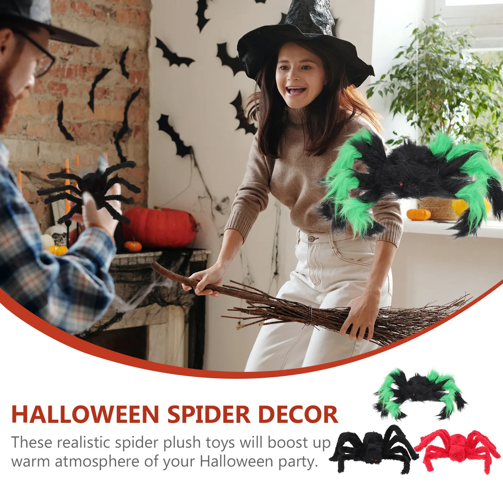 3Pcs High Quality Simulation Spider Props Lifelike Design Compact Size for Halloween Decor Prank Activity Scary Spider Halloween