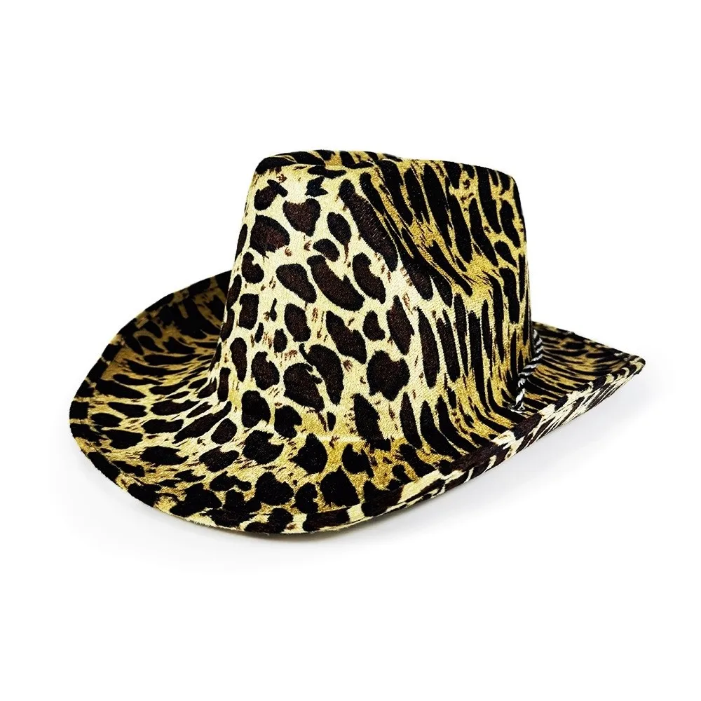 Fashion Cow Printed Bowler Hat Adjustable Zebra Tiger Leopard Printed Prom Show Halloween Party Hat Double-sided Costume Hat