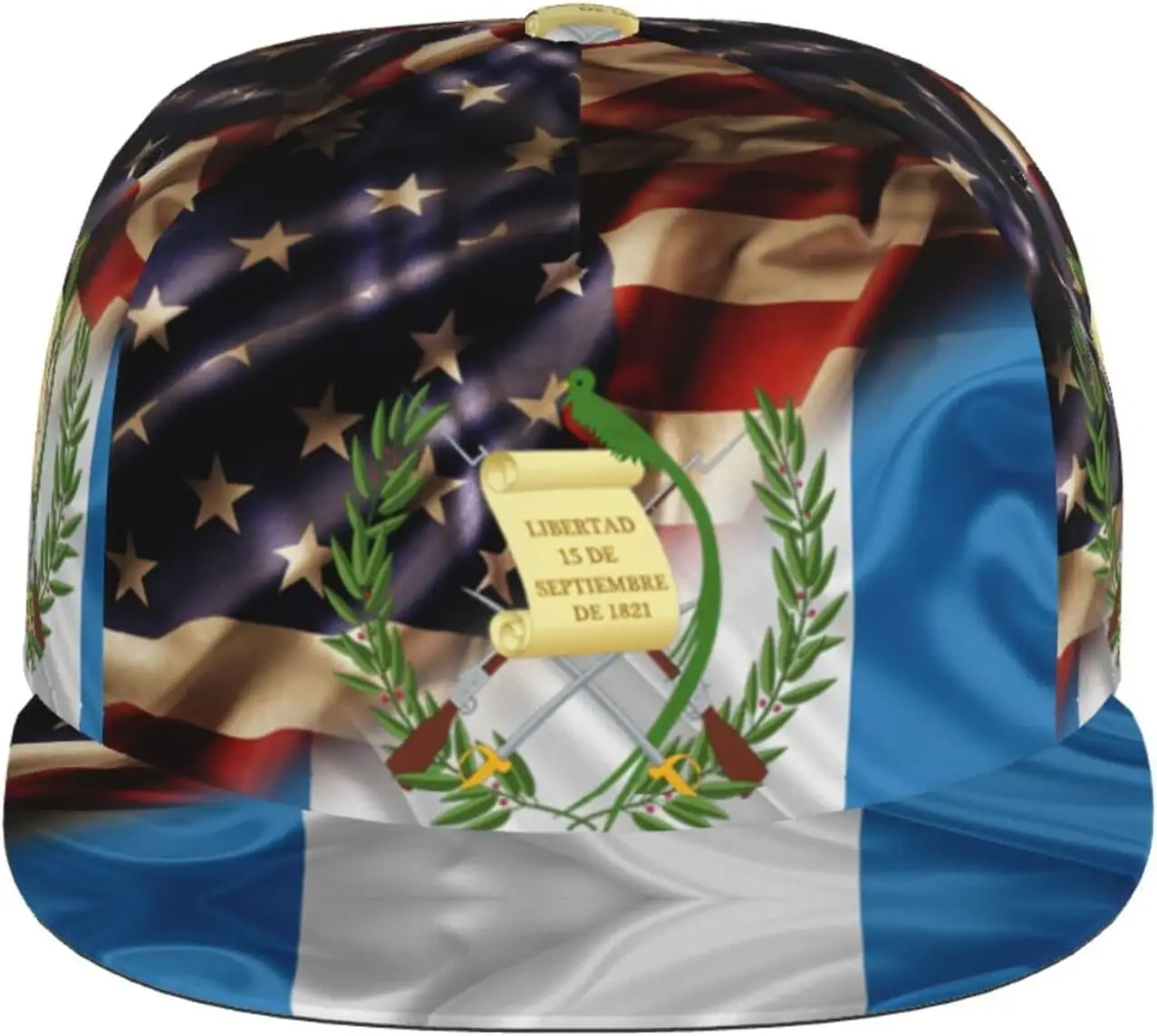 Combined Guatemala and USA Flag Flat Bill Hats for Men Snapback Hats for Men Trucker Hat Baseball Cap Gaming Adjustable