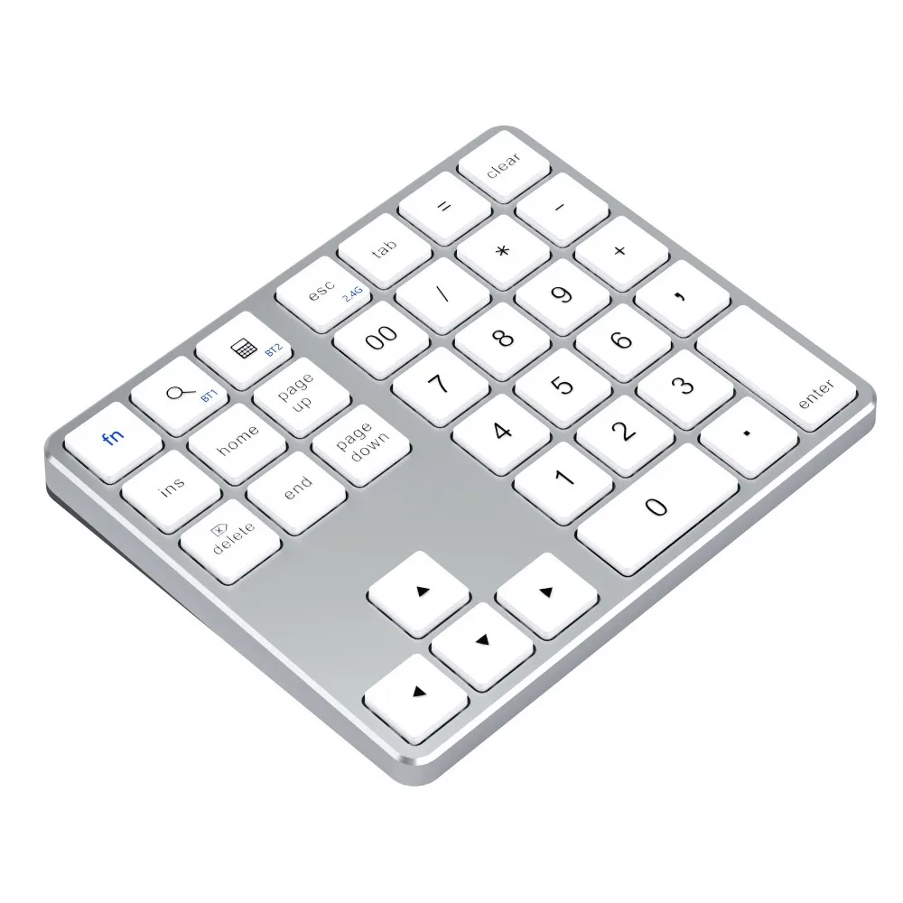 

Беспроводная клавиатура 2,4G и Bluetooth, перезаряжаемая бесшумная мини-цифровая клавиатура, эргономичная портативная беспроводная цифровая клавиатура для офиса