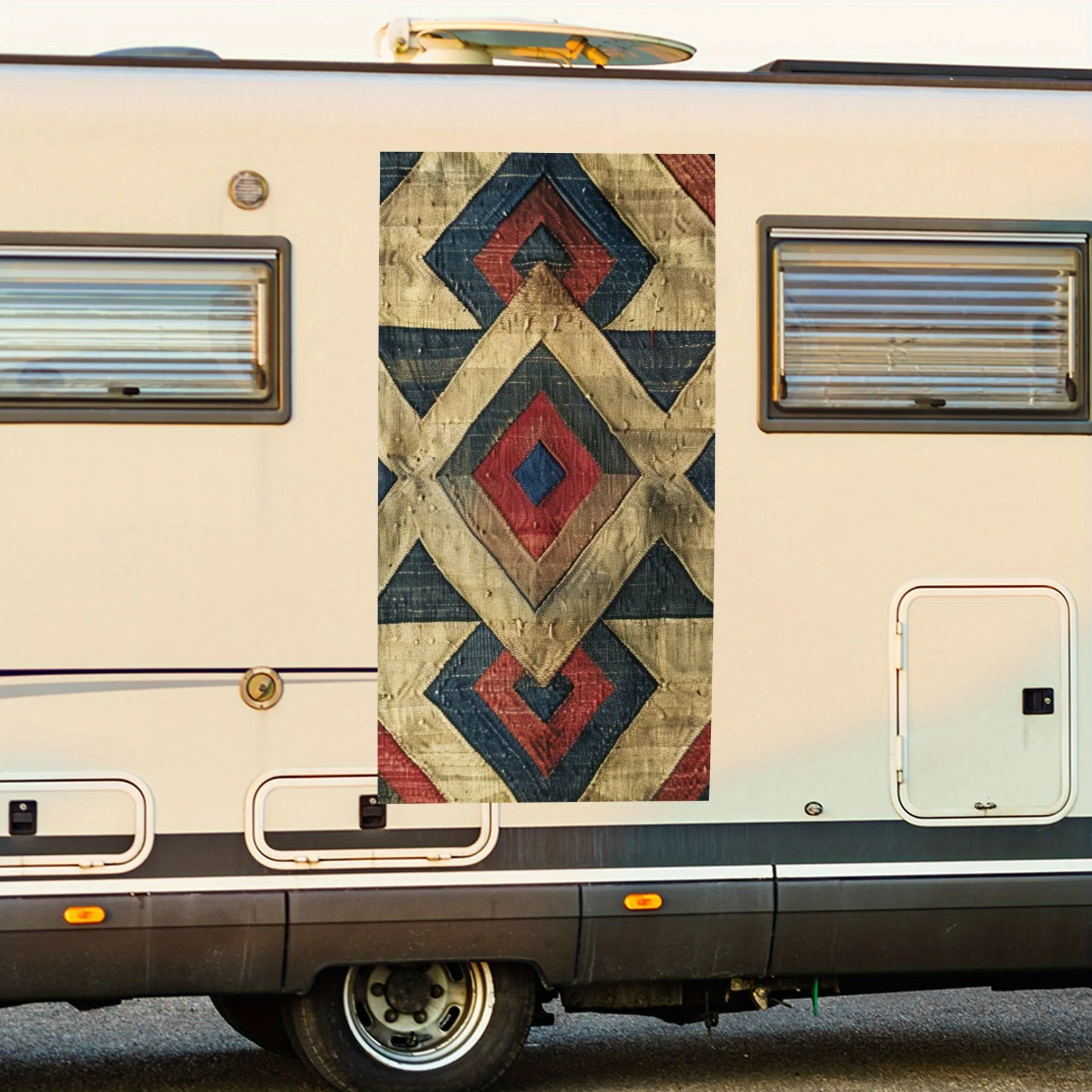 

Добавьте деревенский шарм! Ретро-одеяло с принтом, наклейка на автофургон, классическая и крутая. Виниловая наклейка для двери автомобиля на колесах, водонепроницаемая самоклеящаяся вин.