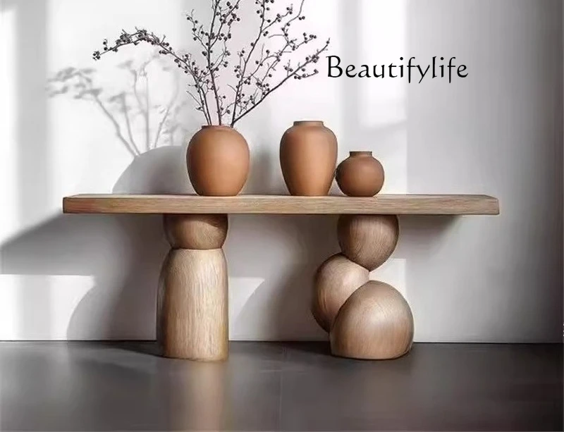 

Medieval style solid wood entrance table Art design Sense of home against the wall Corridor against the wall Decoration desk