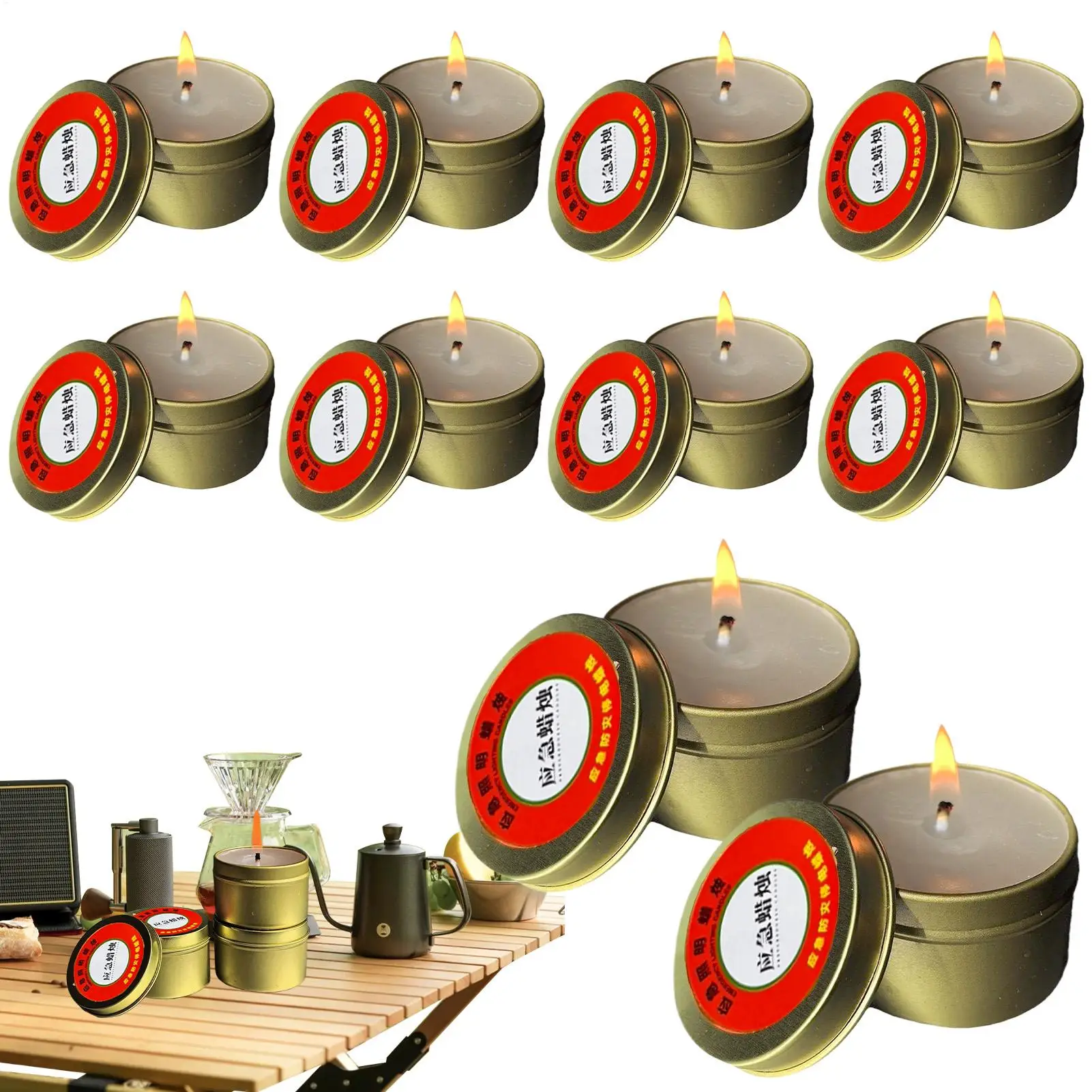 Camping Emergency Survival Candles 10pcs/set Long Burning SmokelessCandles For Power Outages Lighting For Hiking Outdoor