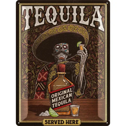 Tequila Blechschild Retro Bar Mexiko Vintage Metallschild Cocktail 30x40cm --Tin Sign