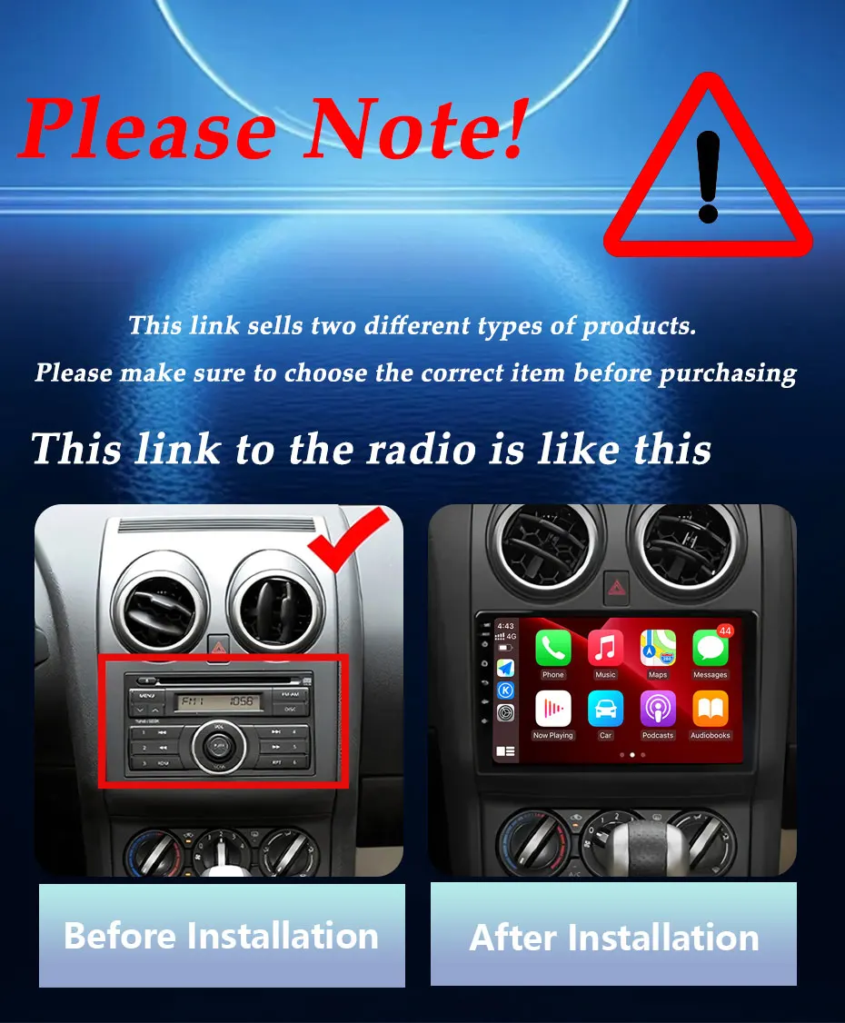 Android 15 Wireless CarPlay für Nissan Qashqai J10 2006–2013 Autoradio Multimedia Bluetooth WiFi 4G DSP Stereo GPS Navigation – Detail 2
